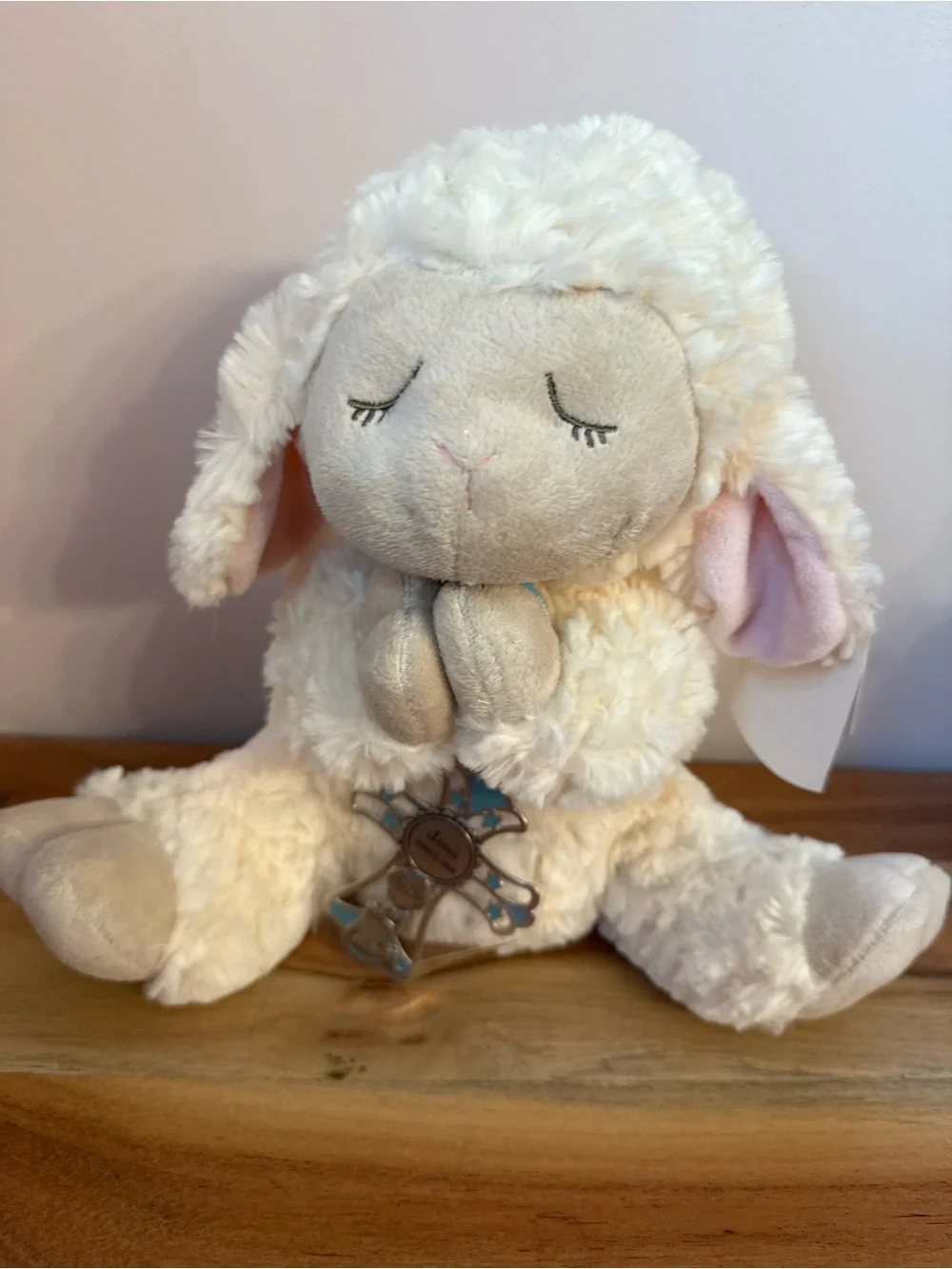 Ganz serenity lamb with crib cross Jesus loves me, plush stuffed animal blue NWT
